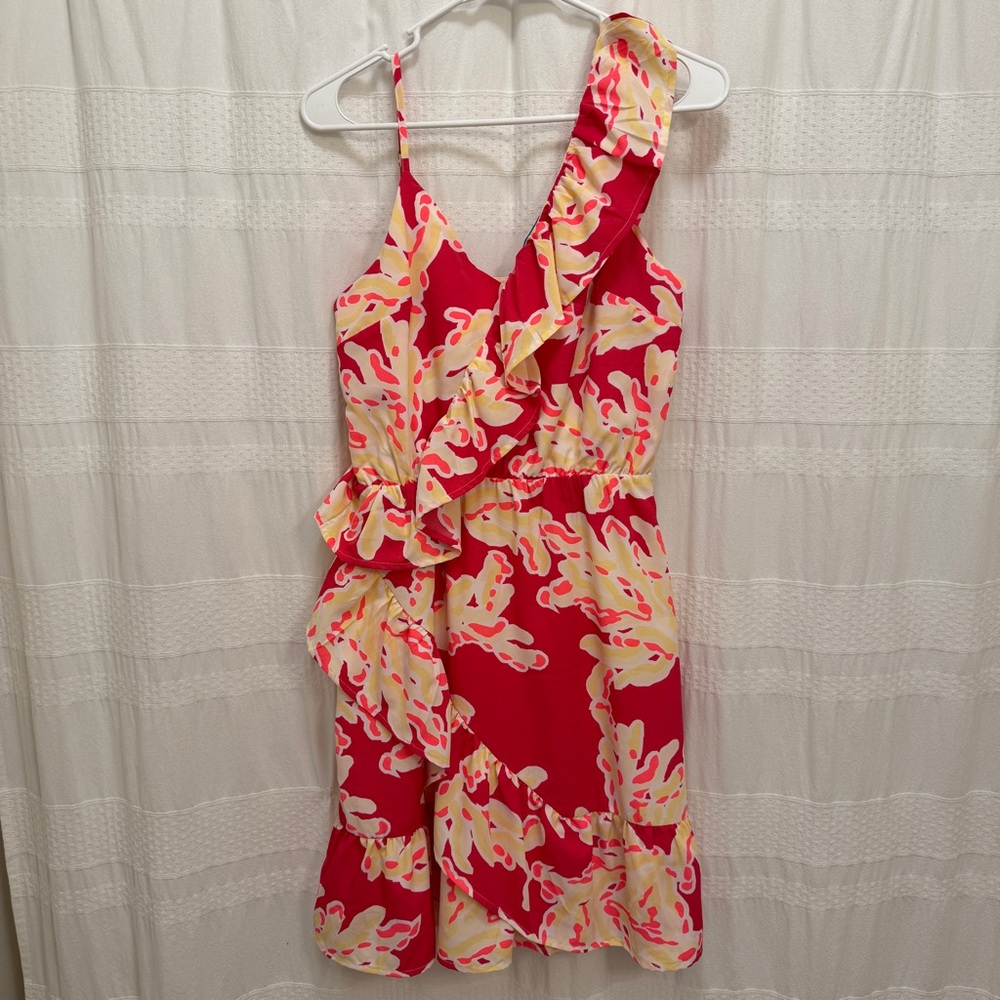 Southern Frock Asymmetrical Dress Spaghetti Strap Dress Red Yellow Pink Small